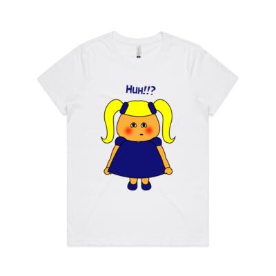 Blue Girl - HuH!! - Women's Maple Crew Tee - ORGANIC Tee Thumbnail