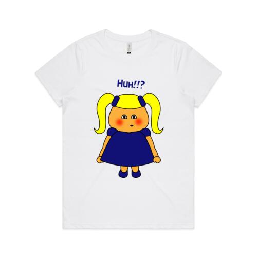 Blue Girl - HuH!! - Women's Maple Crew Tee - ORGANIC Tee Thumbnail