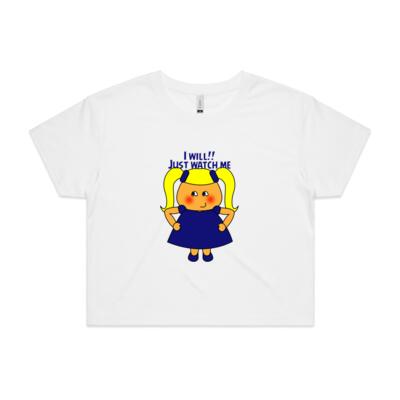 Blue Girl - I Will Just Watch!!! - AS COLOUR - Women's Crop Tee Thumbnail