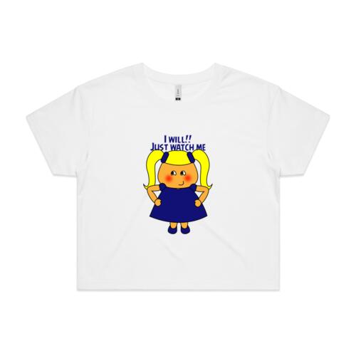 Blue Girl - I Will Just Watch!!! - AS COLOUR - Women's Crop Tee Thumbnail