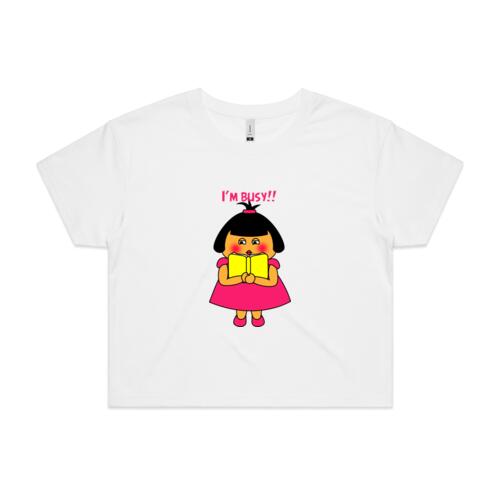 Pink Girl - I'm Busy - AS COLOUR - Women's Crop Tee Thumbnail